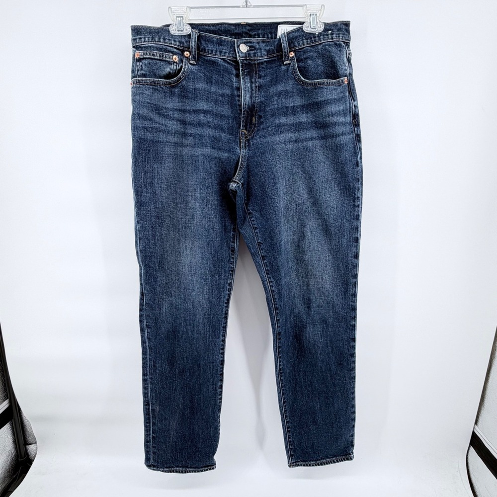 Gap Girlfriend Mid Rise Jeans Womens 12T 31 Tall Dark Wash Denim Stretch